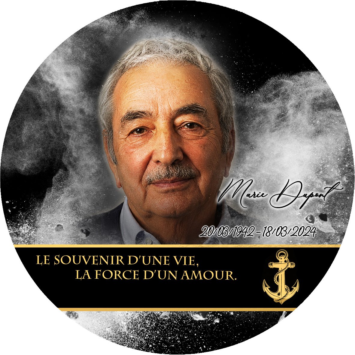 Plaque Circulaire Marin effet Éclat, ambiance complète portrait + fond