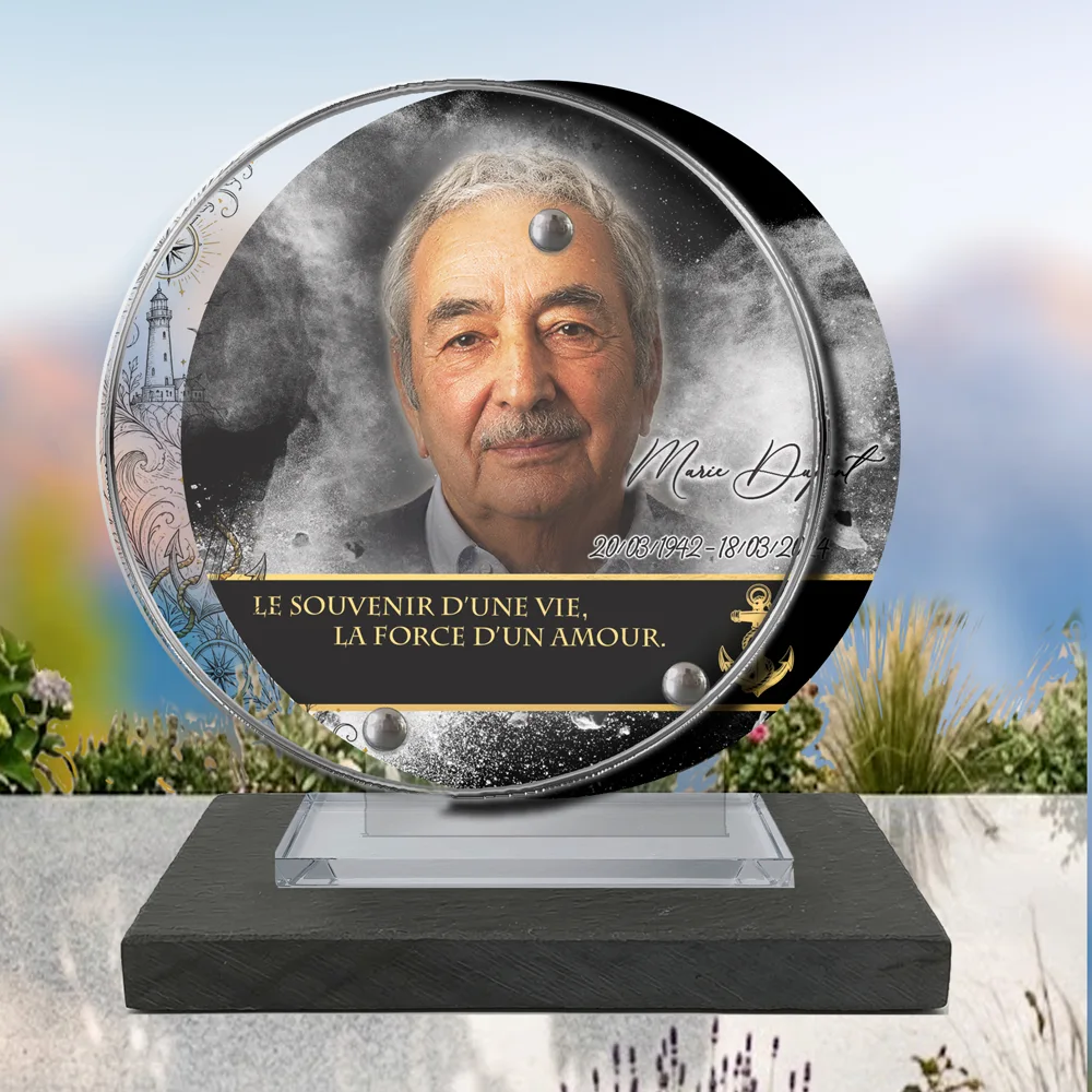 Plaque Circulaire Marin à poser sur socle ardoise du Brésil