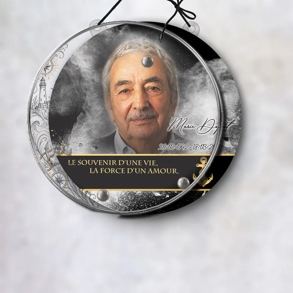 Plaque Circulaire Marin suspendue par cordelette