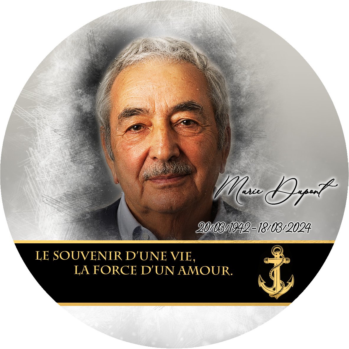 Plaque Circulaire Marin effet Pastel, ambiance complète portrait + fond