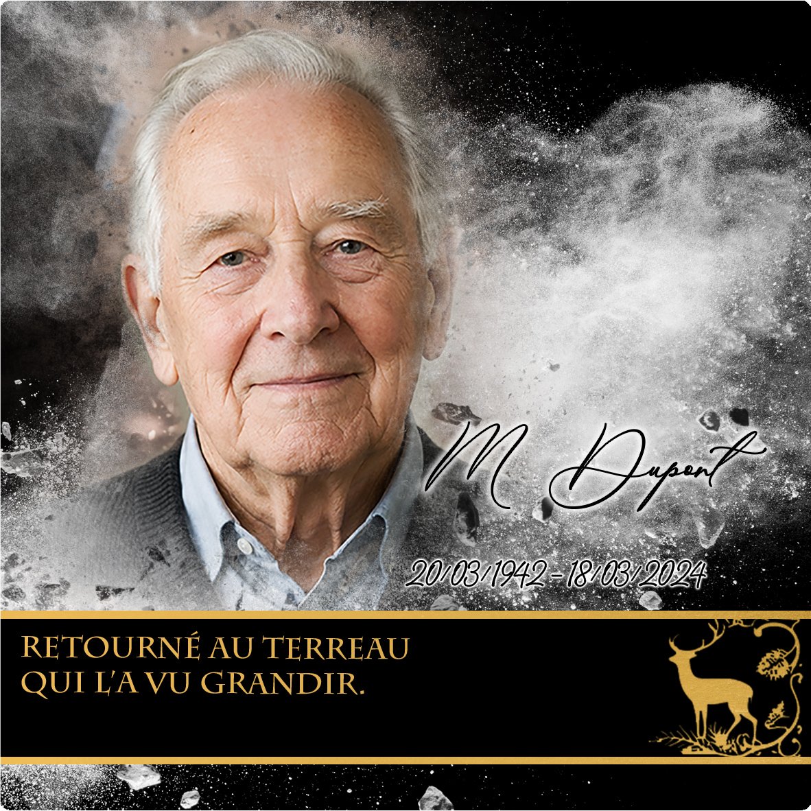Plaque Carré Chasseur effet Éclat, ambiance complète portrait + fond