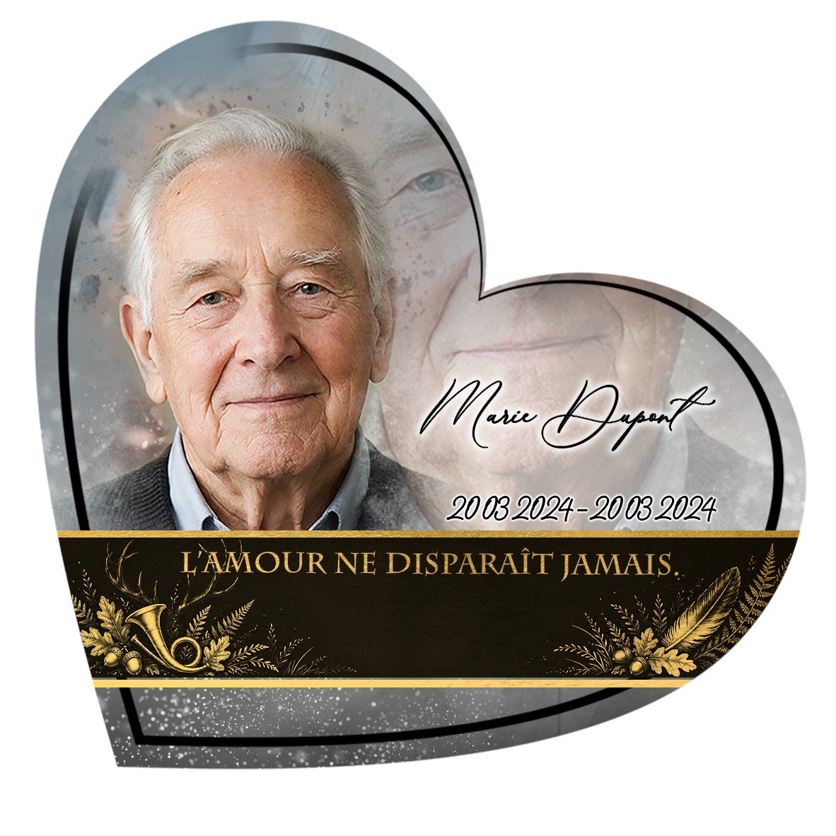 Plaque Cœur Chasseur effet Pastel, ambiance complète portrait + fond