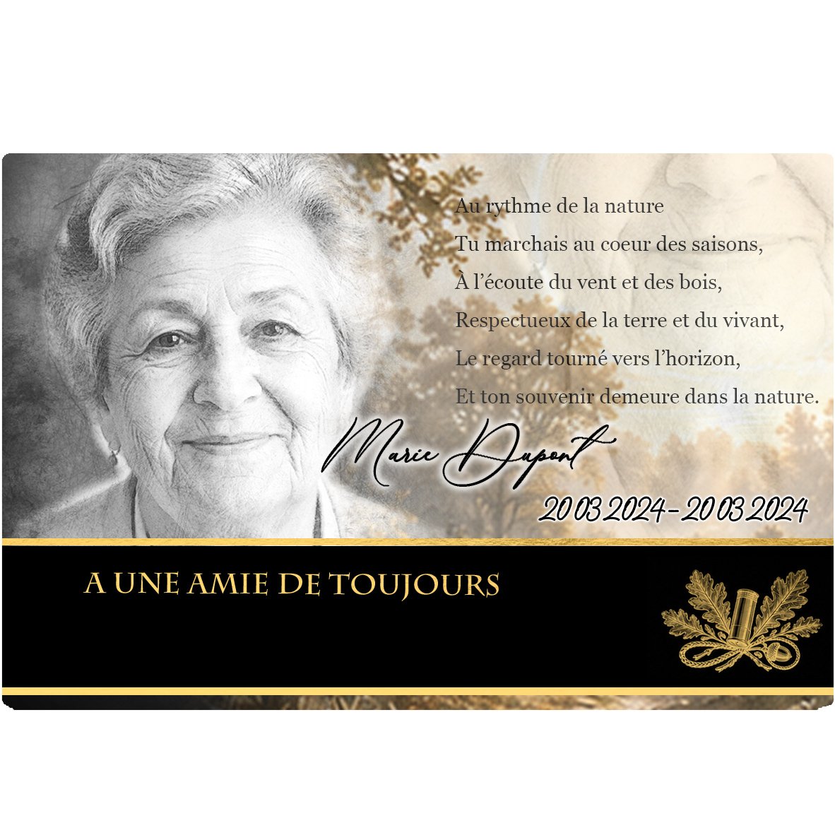 Plaque Panoramique Chasseur effet Crayon, ambiance complète portrait + fond