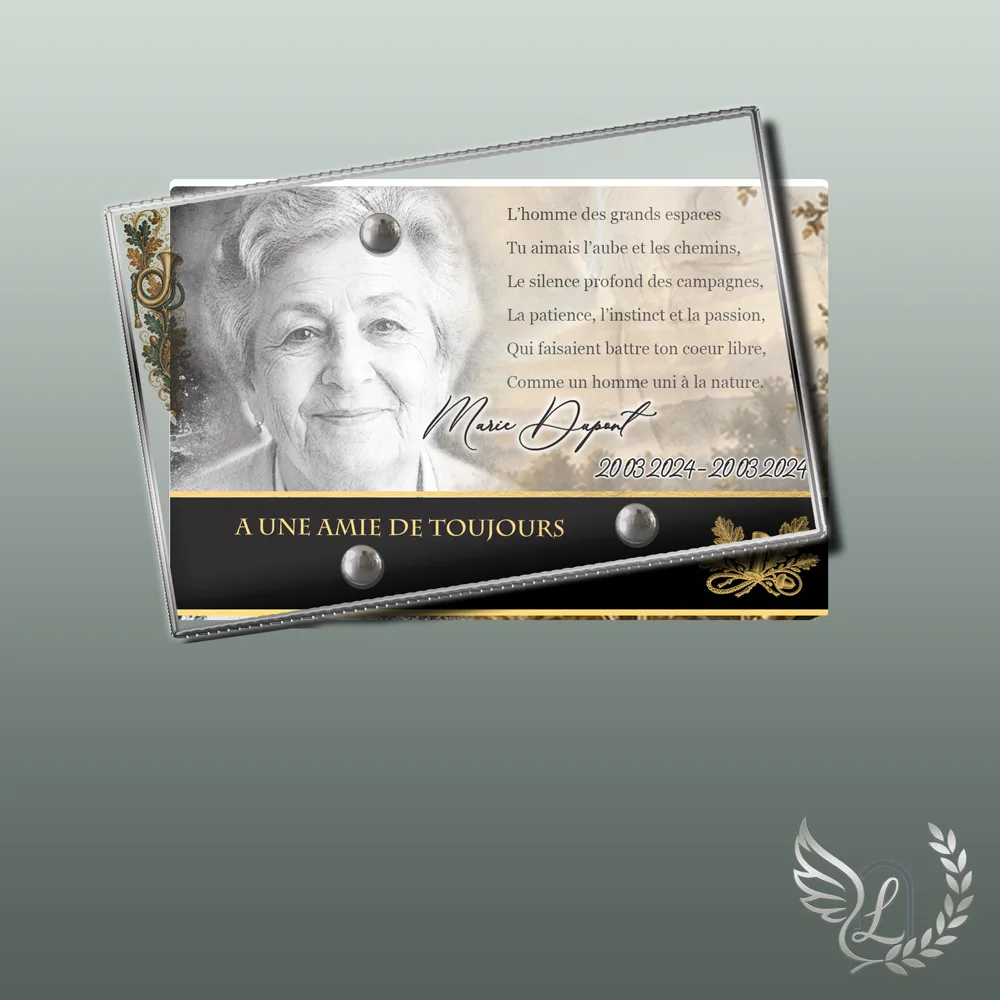 Plaque funéraire Chasseur forme Panoramique