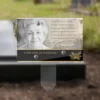 Plaque funéraire panoramique chasseur plantée par appendice plexiglas, sol meuble ou pot, 1er sous-décor