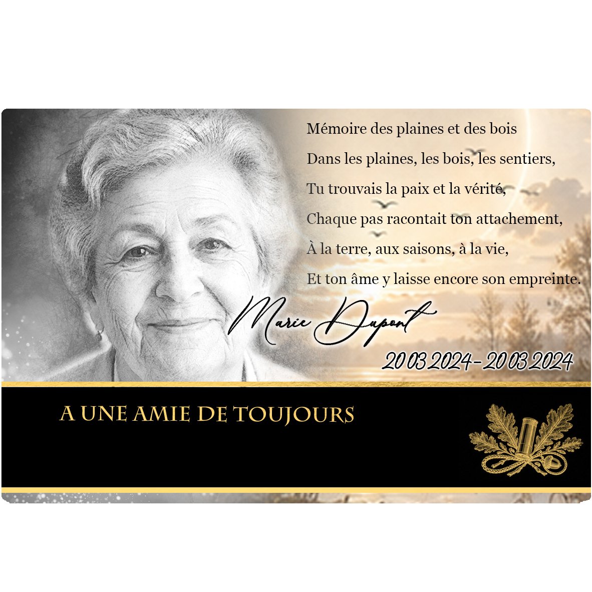 Plaque Panoramique Chasseur effet Pastel, ambiance complète portrait + fond