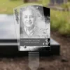 Plaque funéraire rectangle chasseur plantée par appendice plexiglas, sol meuble ou pot, 1er sous-décor