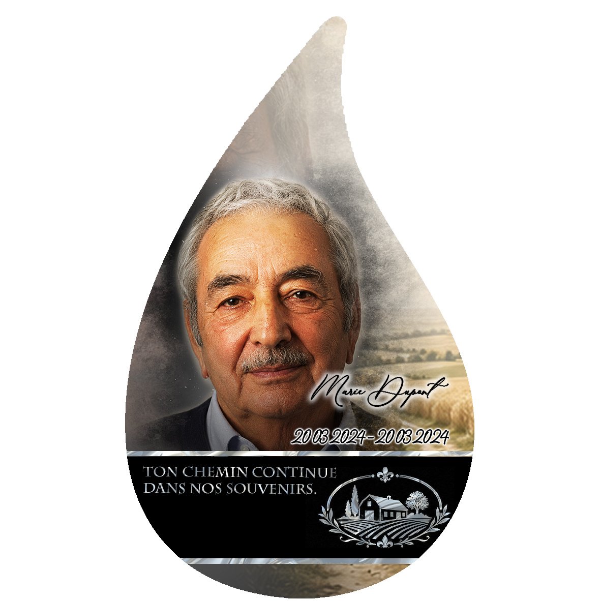 Plaque Flamme Agriculteur effet Crayon, ambiance complète portrait + fond