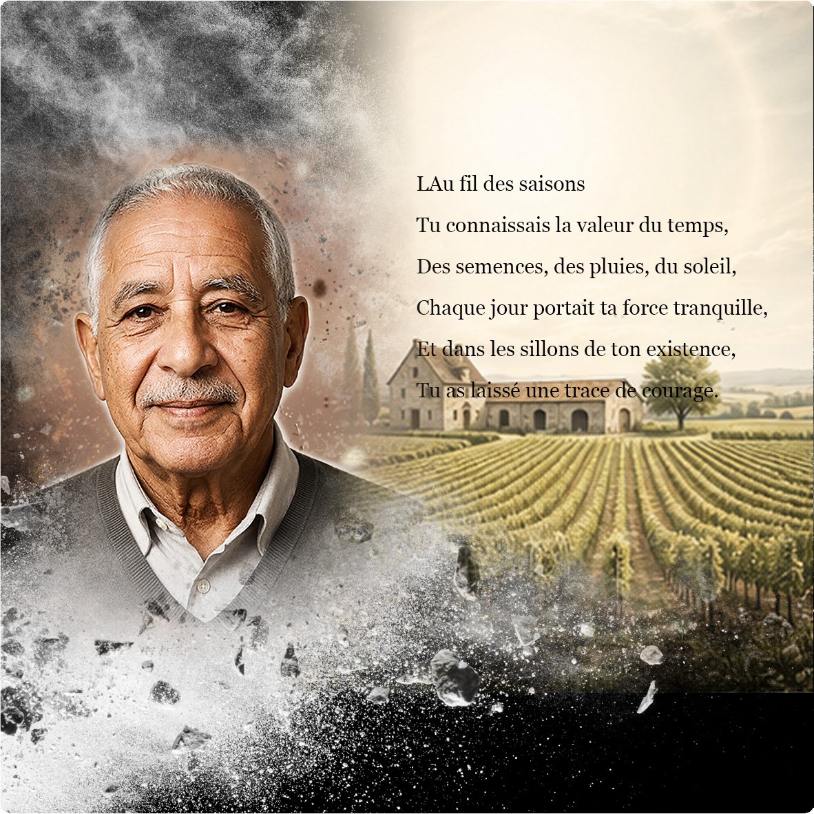 Plaque funéraire Agriculteur forme Panoramique
