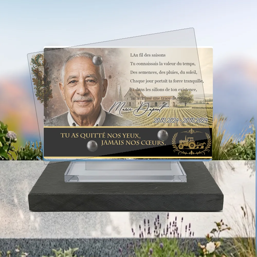 Plaque Panoramique Agriculteur à poser sur socle ardoise du Brésil