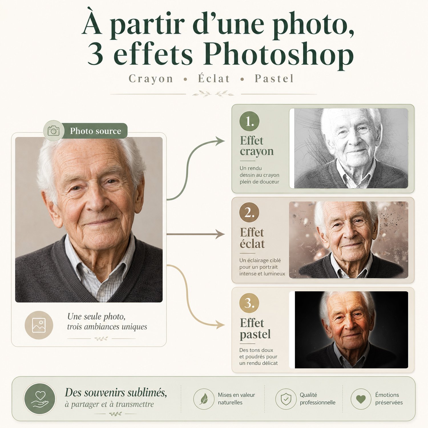 Trois effets photo Pastel, Crayon, Éclat pour plaque Circulaire Agriculteur