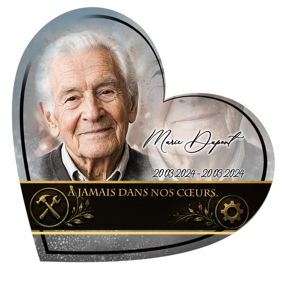 Plaque Cœur Artisan effet Pastel, ambiance complète portrait + fond