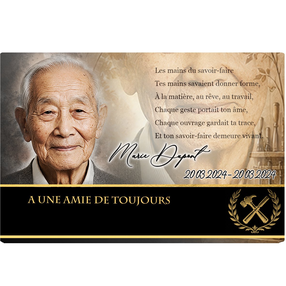 Plaque Panoramique Artisan effet Crayon, ambiance complète portrait + fond