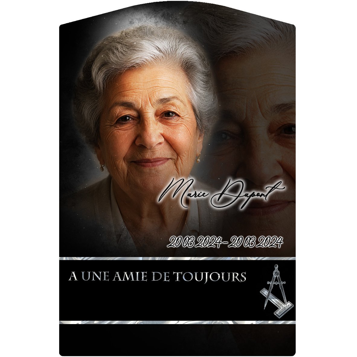 Plaque Stèle Artisan effet Crayon, ambiance complète portrait + fond