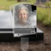 Plaque funéraire rectangle artisan plantée par appendice plexiglas, sol meuble ou pot, 1er sous-décor
