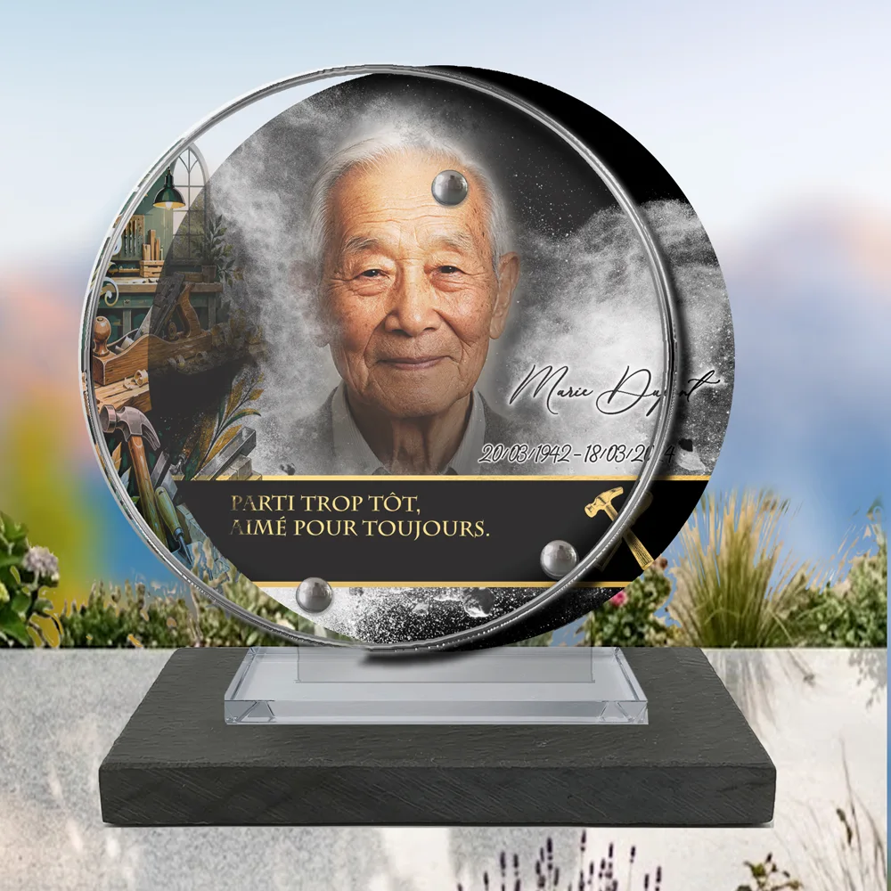Plaque Circulaire Artisan à poser sur socle ardoise du Brésil