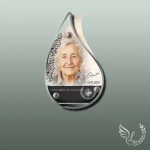 Plaque funéraire flamme soignant collée sur pierre tombale, double-face professionnel inclus, 1er sous-décor du thème