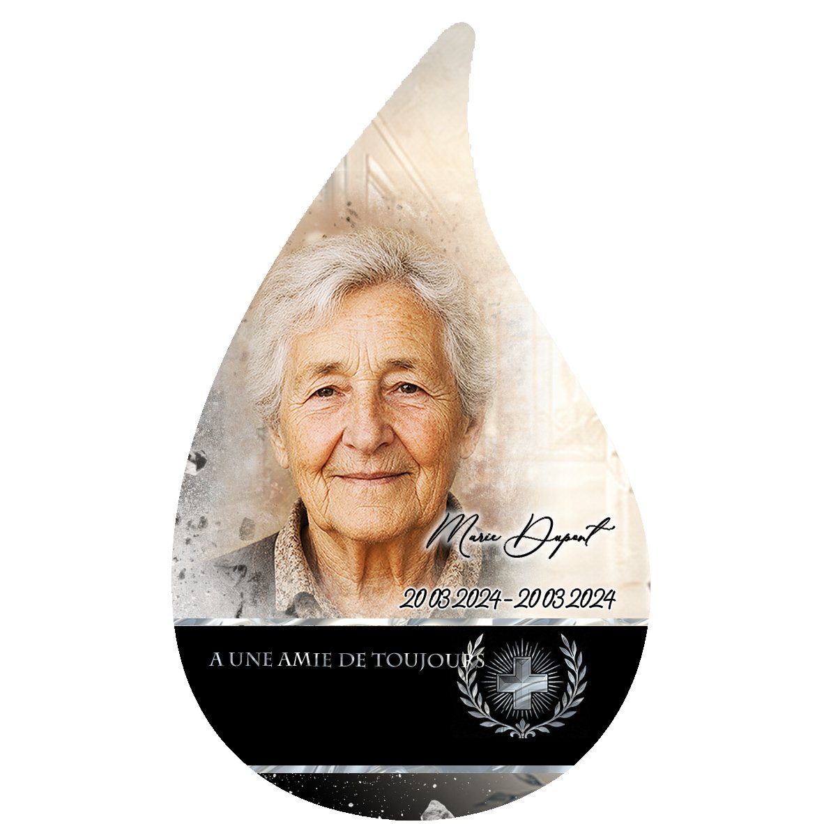 Plaque Flamme Soignant effet Éclat, ambiance complète portrait + fond