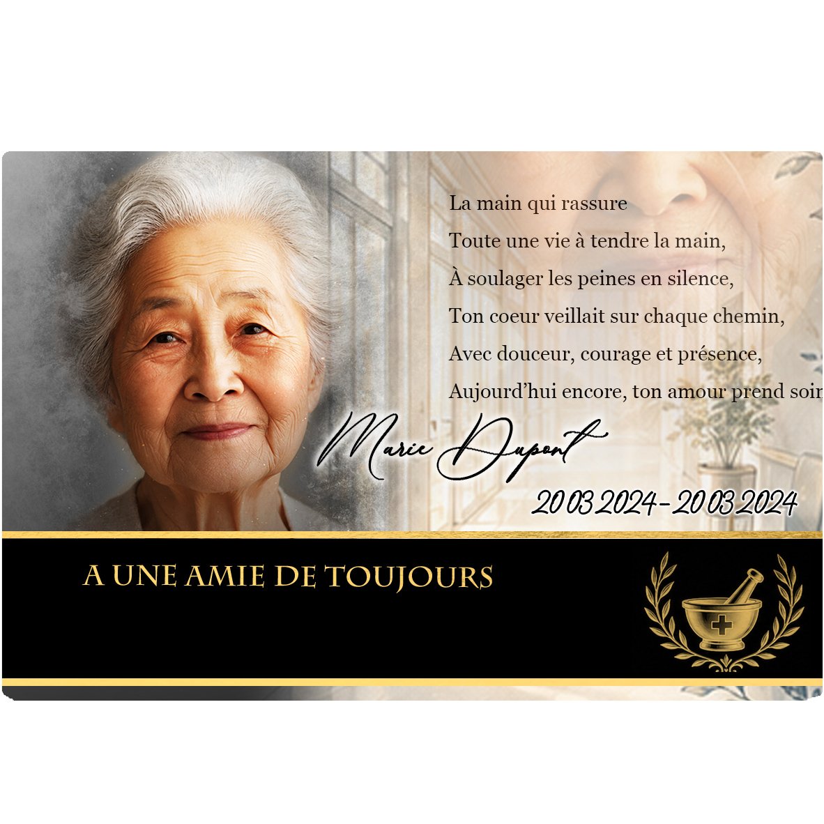 Plaque Panoramique Soignant effet Crayon, ambiance complète portrait + fond