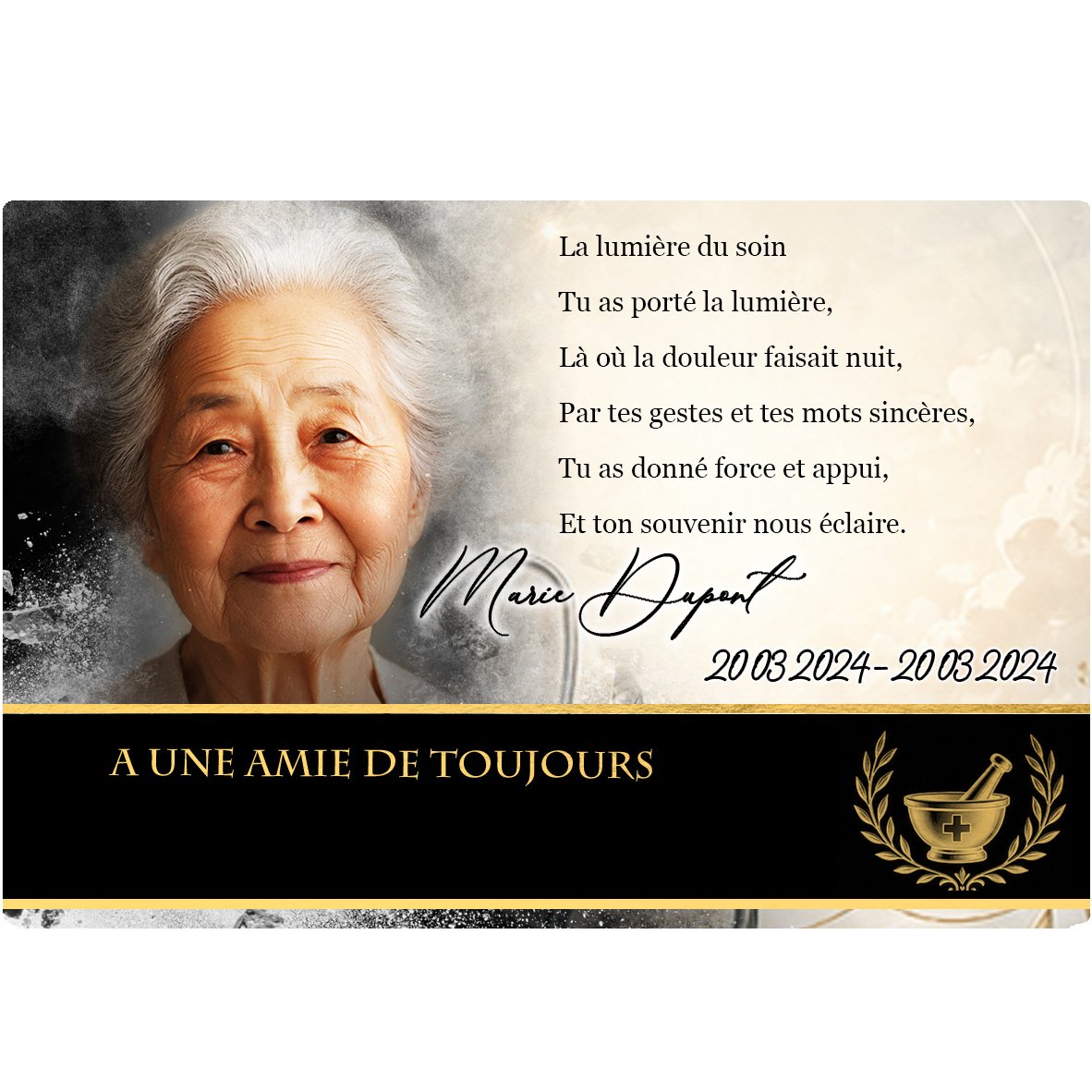 Plaque Panoramique Soignant effet Éclat, ambiance complète portrait + fond