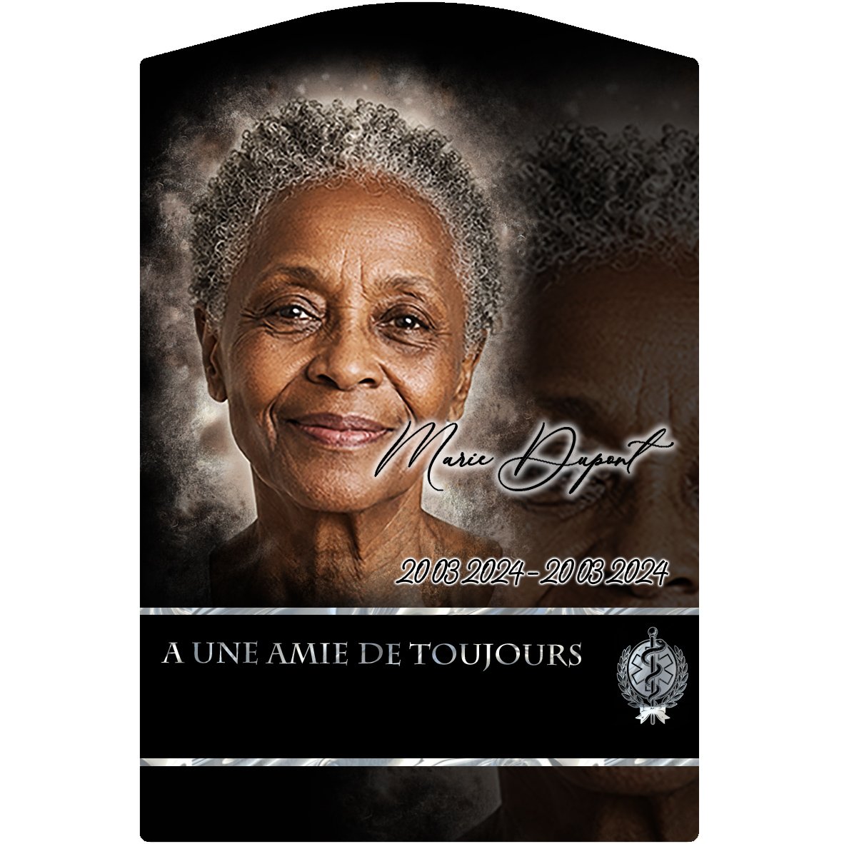Plaque Stèle Soignant effet Crayon, ambiance complète portrait + fond