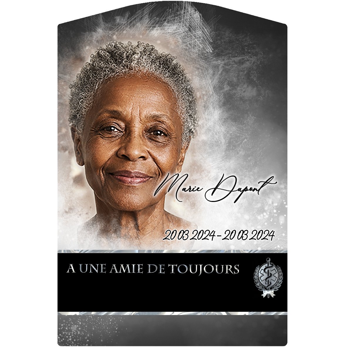 Plaque Stèle Soignant effet Pastel, ambiance complète portrait + fond