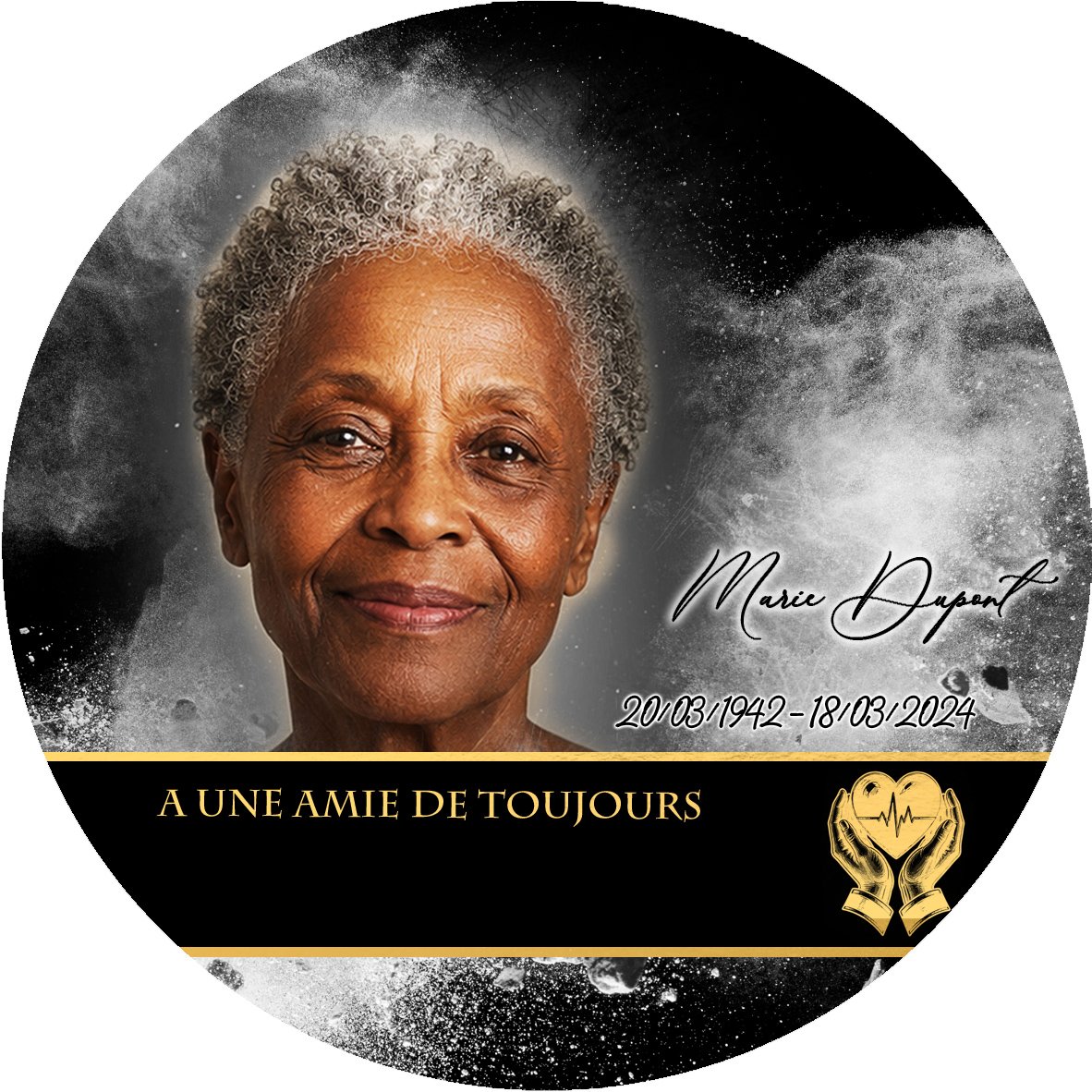 Plaque Circulaire Soignant effet Éclat, ambiance complète portrait + fond