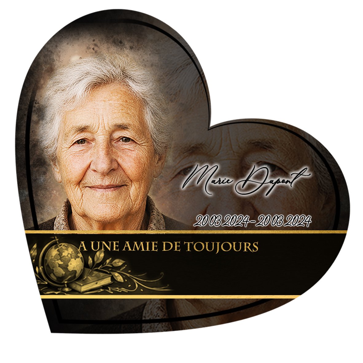 Plaque Cœur Enseignant effet Crayon, ambiance complète portrait + fond