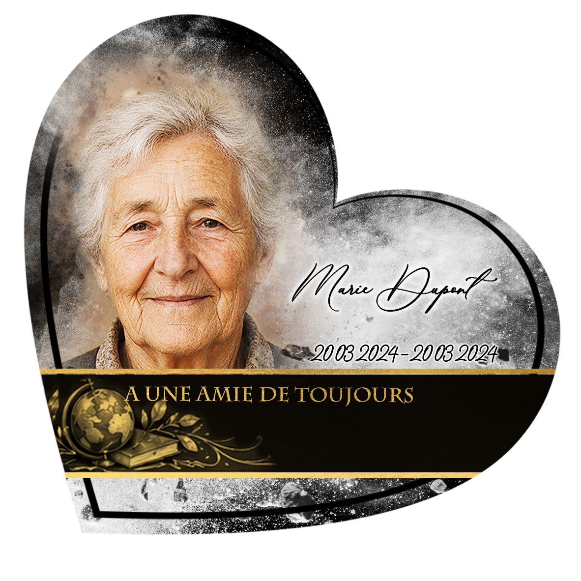 Plaque Cœur Enseignant effet Éclat, ambiance complète portrait + fond