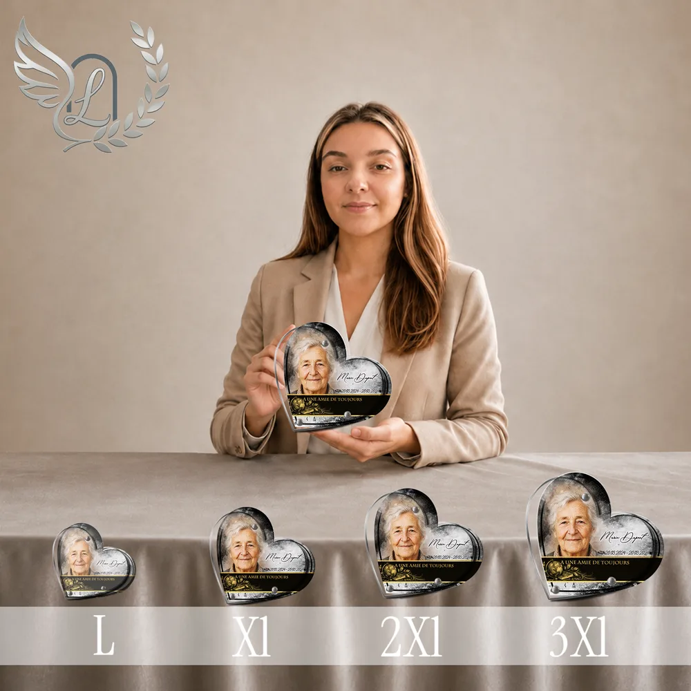 Plaque Cœur Enseignant — lefuneraire.com Plaque funéraire Enseignant Cœur personnalisée, toutes tailles alignées