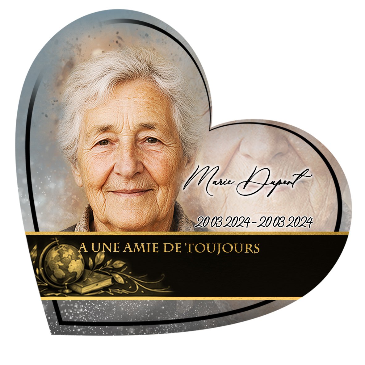 Plaque Cœur Enseignant effet Pastel, ambiance complète portrait + fond