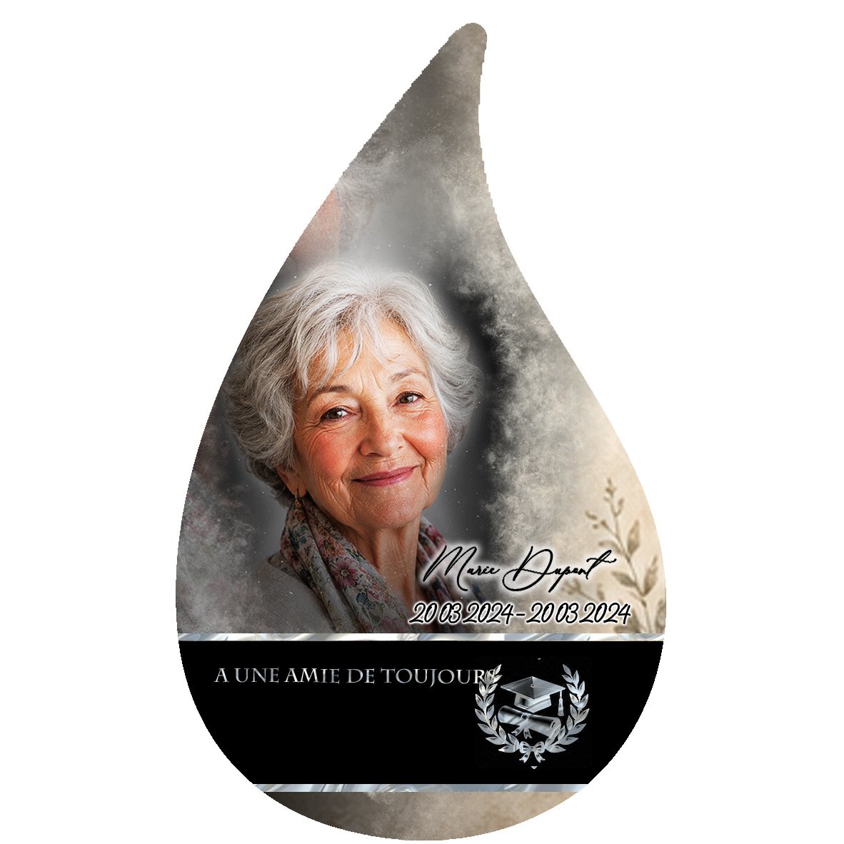 Plaque Flamme Enseignant effet Éclat, ambiance complète portrait + fond