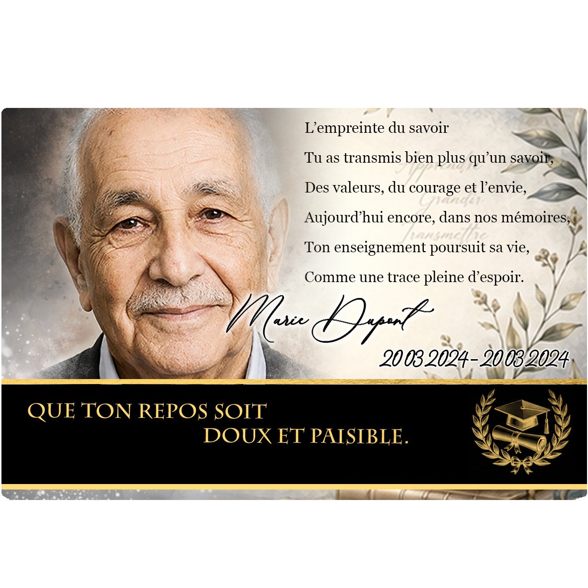 Plaque Panoramique Enseignant effet Pastel, ambiance complète portrait + fond