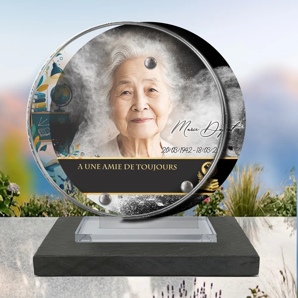 Plaque Circulaire Enseignant à poser sur socle ardoise du Brésil