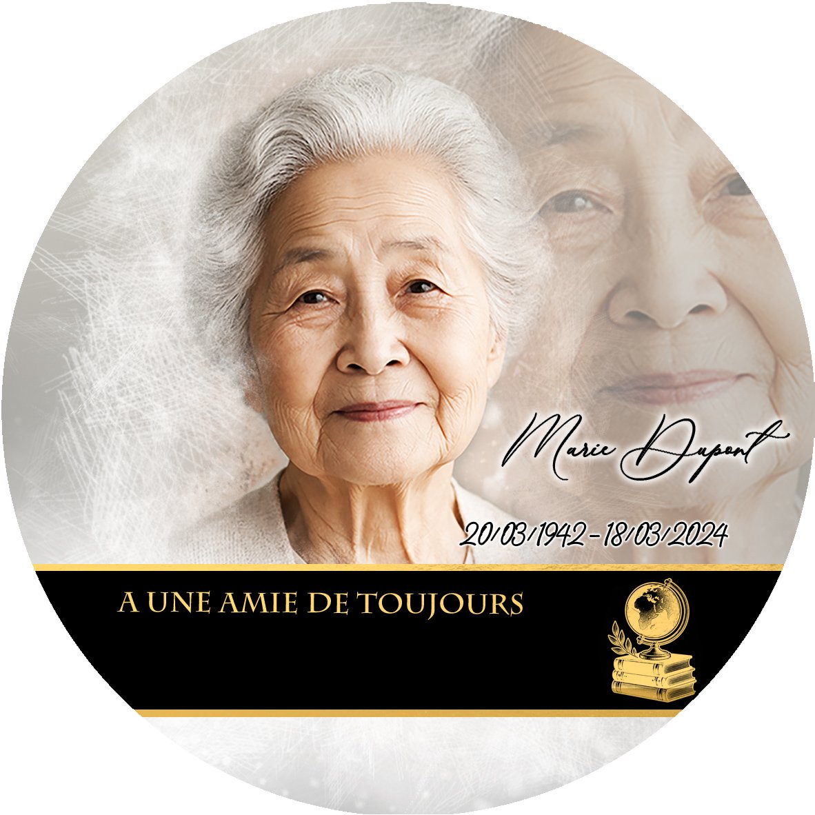 Plaque Circulaire Enseignant effet Pastel, ambiance complète portrait + fond