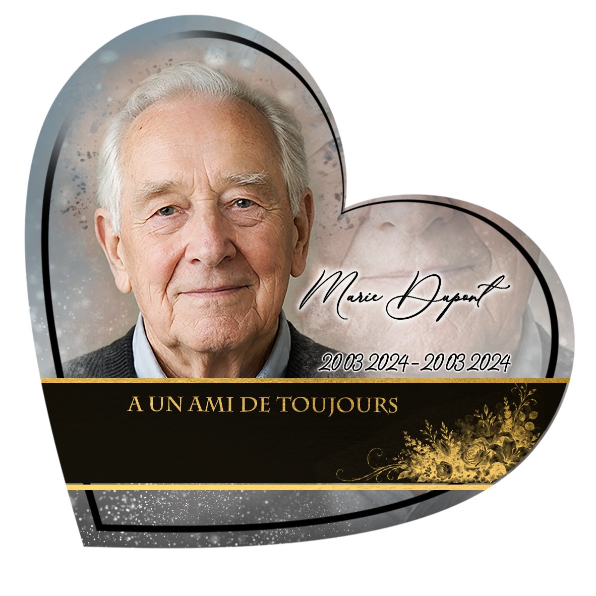 Plaque Cœur Fleurs effet Pastel, ambiance complète portrait + fond