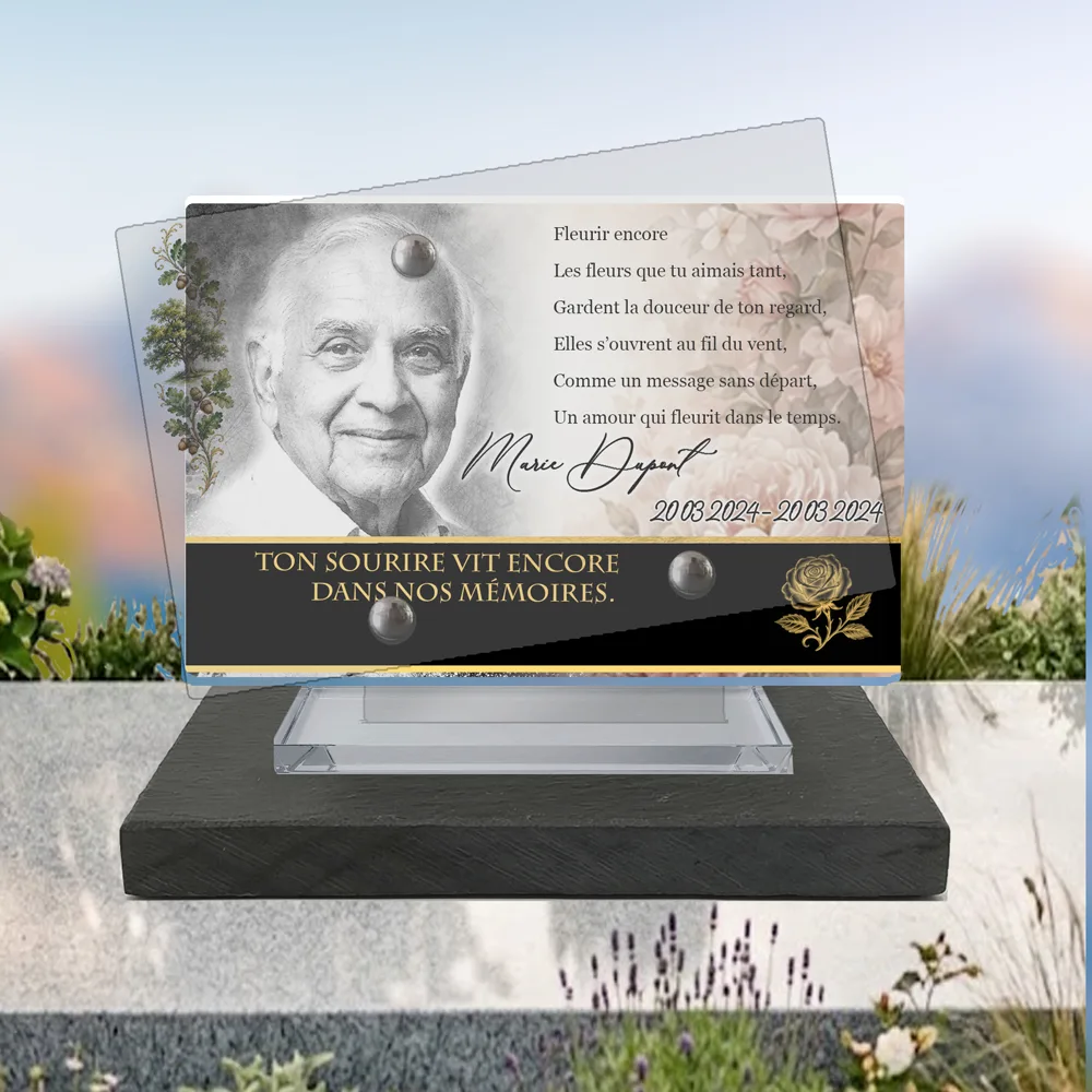 Plaque Panoramique Fleurs à poser sur socle ardoise du Brésil