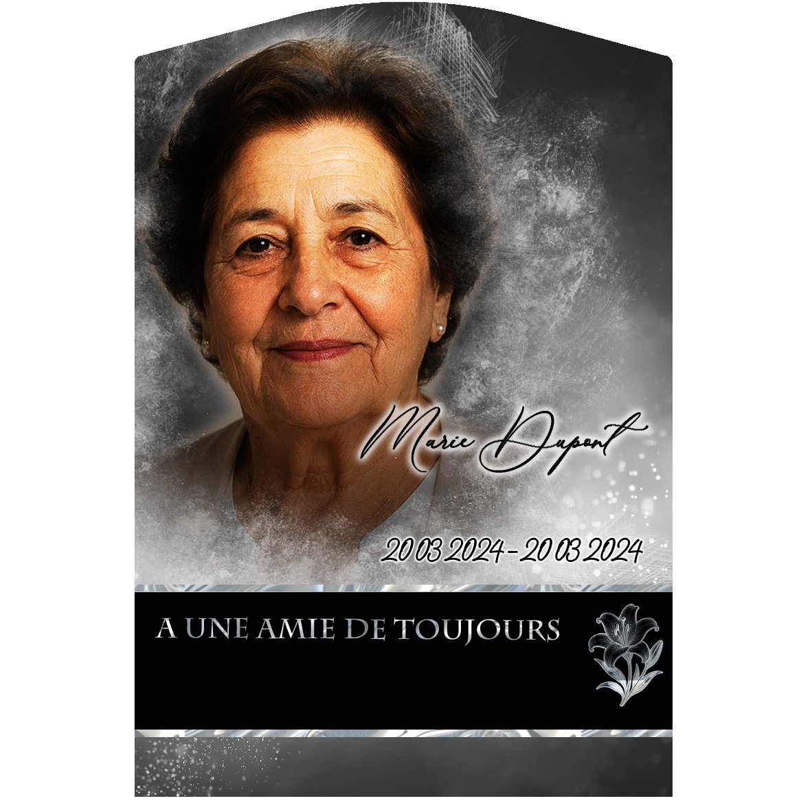 Plaque Stèle Fleurs effet Pastel, ambiance complète portrait + fond
