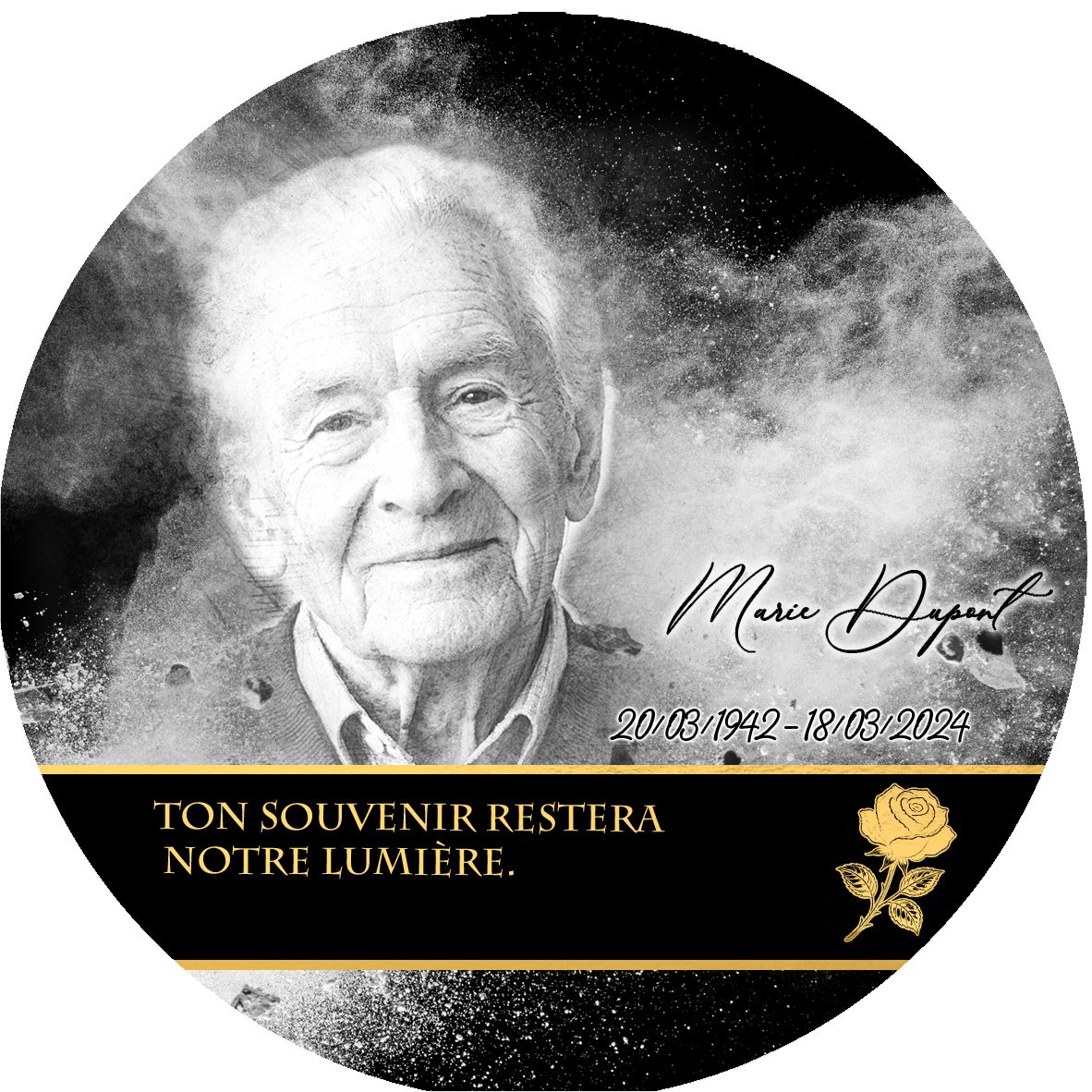 Plaque Circulaire Fleurs effet Éclat, ambiance complète portrait + fond