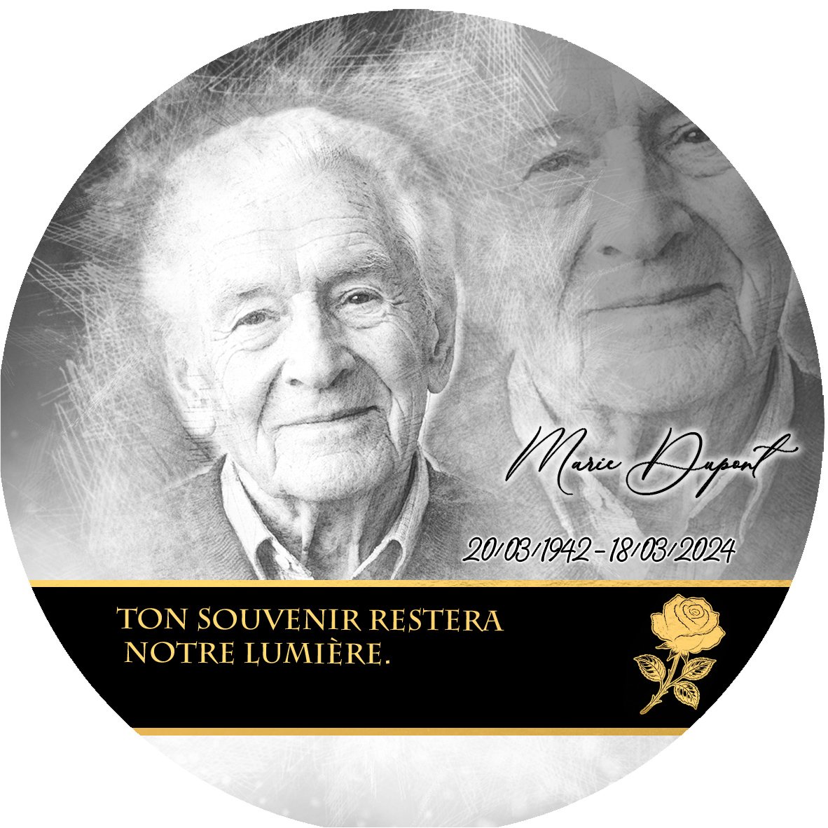 Plaque Circulaire Fleurs effet Pastel, ambiance complète portrait + fond