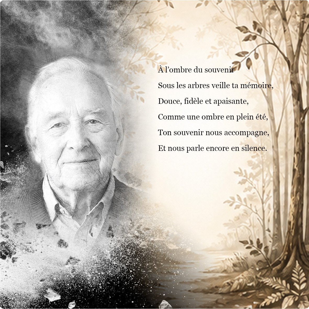 Plaque funéraire Arbres forme Panoramique
