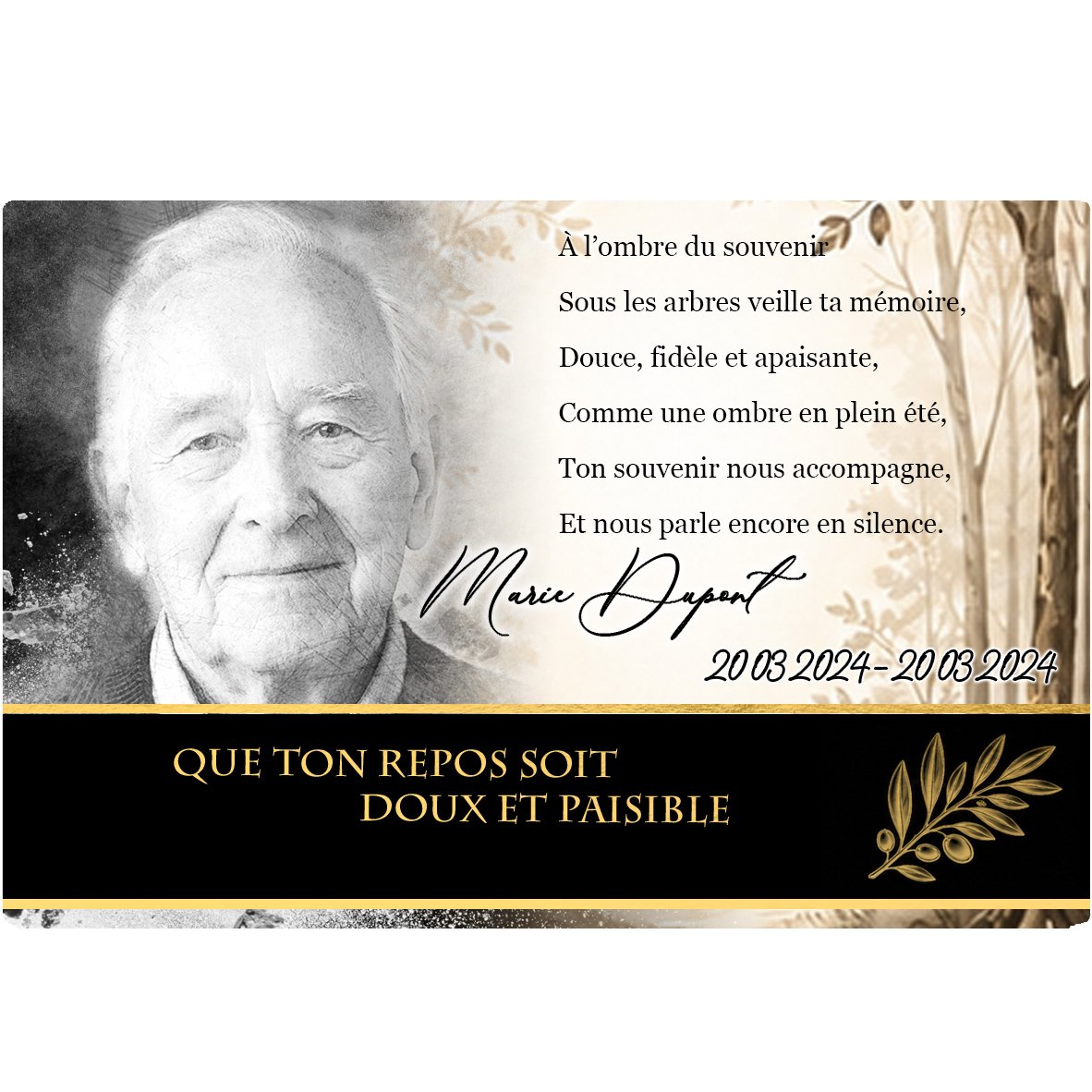Plaque Panoramique Arbres effet Éclat, ambiance complète portrait + fond