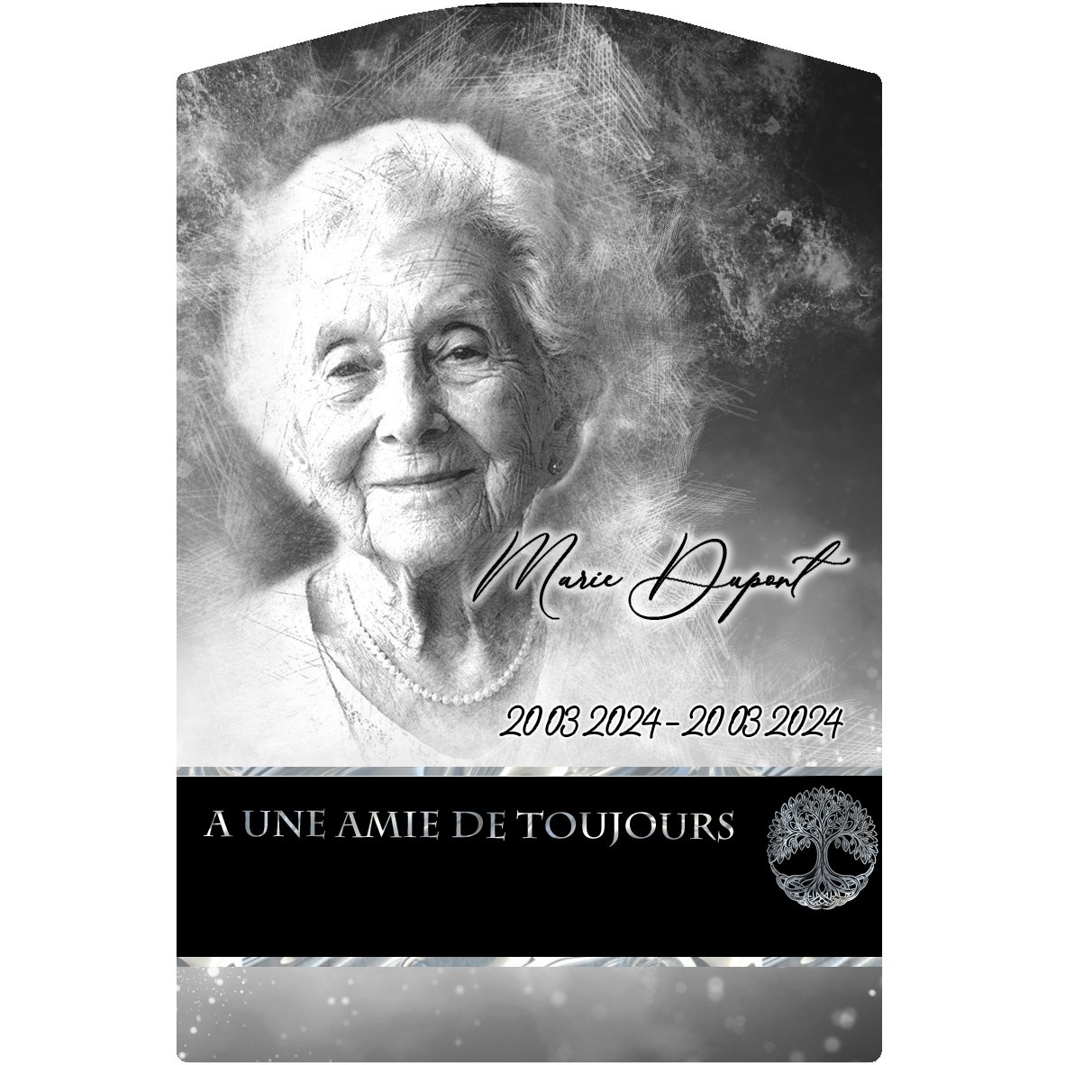 Plaque Stèle Arbres effet Pastel, ambiance complète portrait + fond