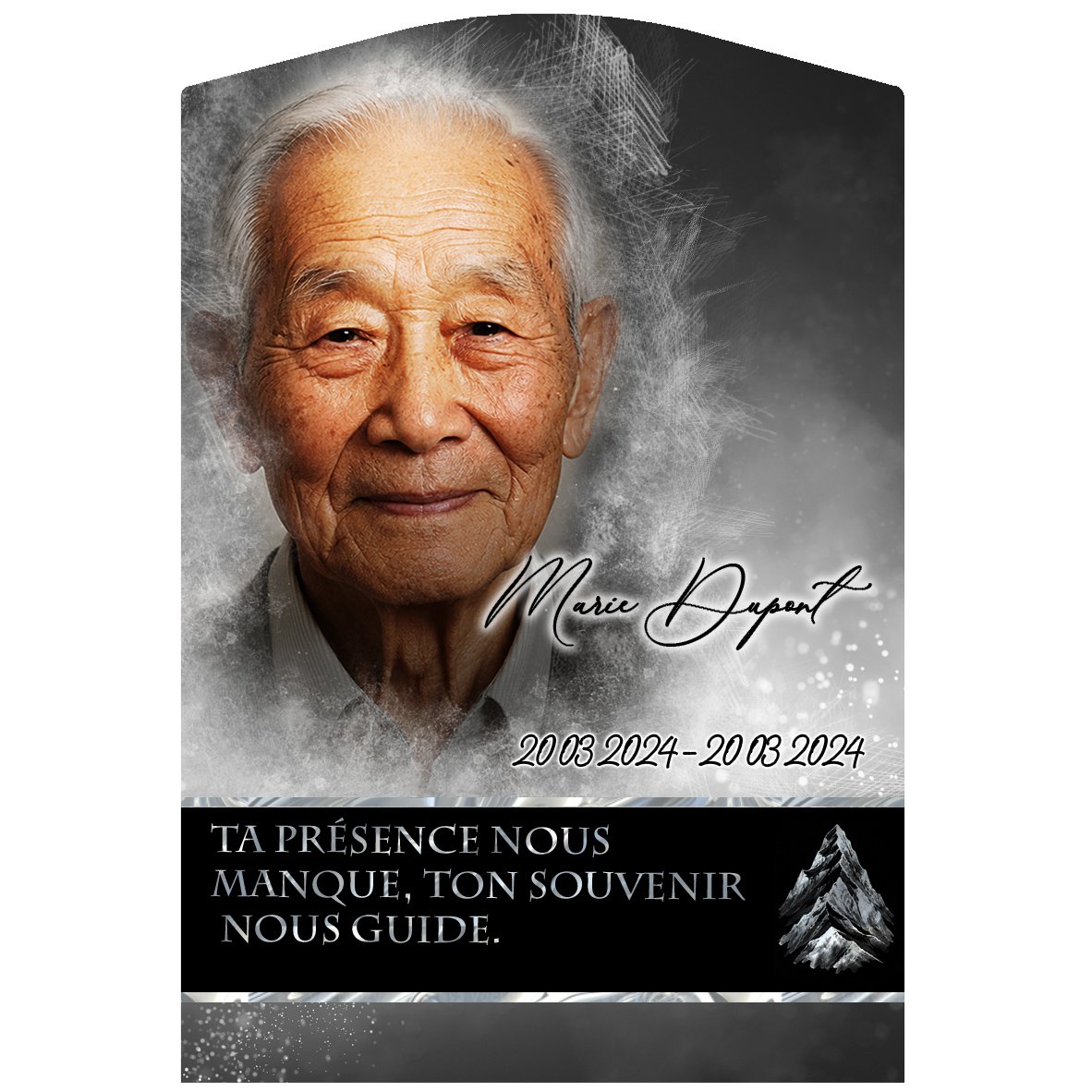 Plaque Stèle Montagne effet Pastel, ambiance complète portrait + fond