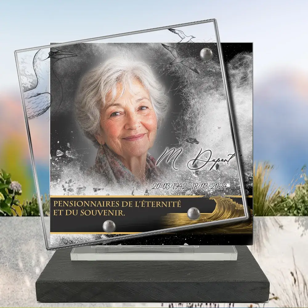 Plaque Carré Mer à poser sur socle ardoise du Brésil