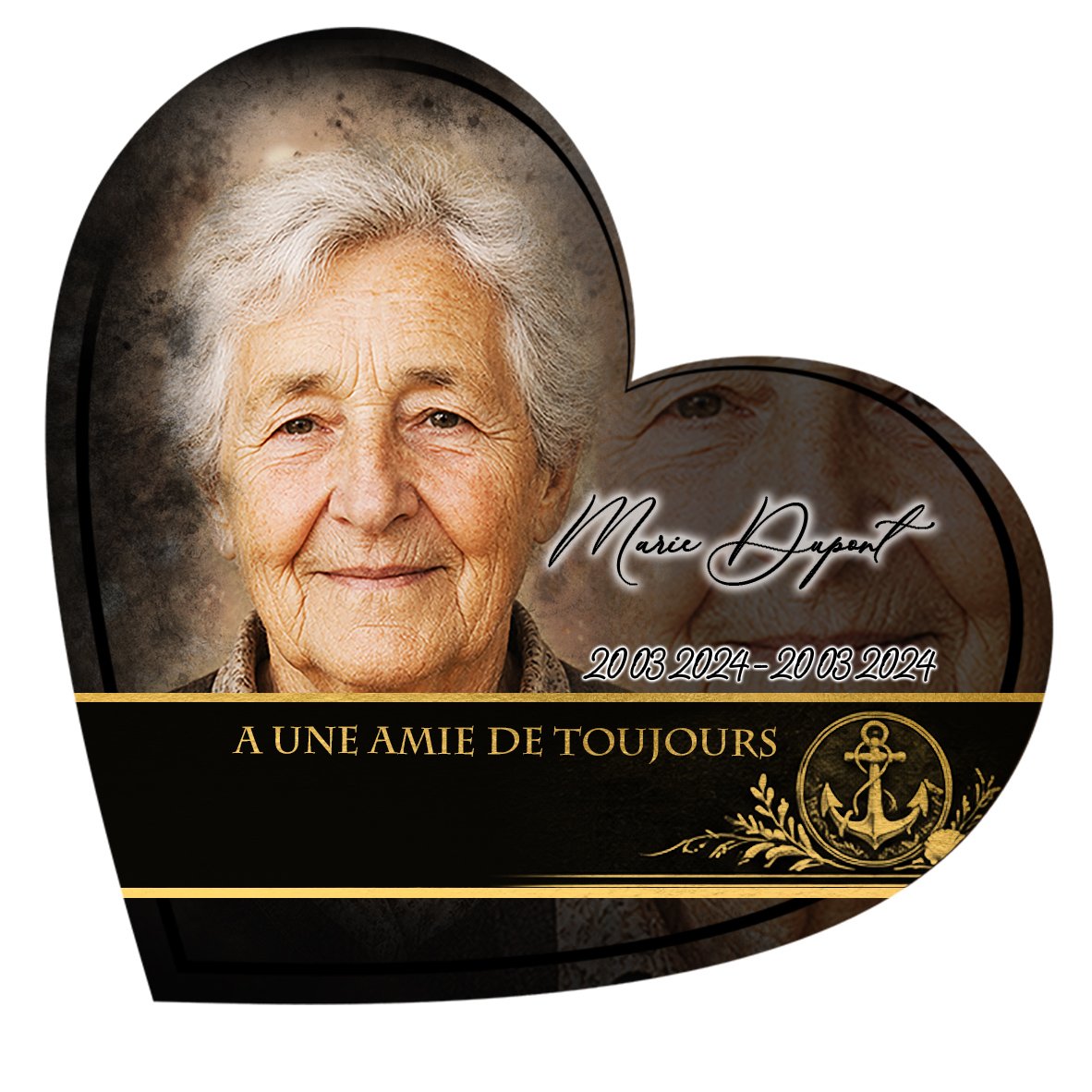 Plaque Cœur Mer effet Crayon, ambiance complète portrait + fond
