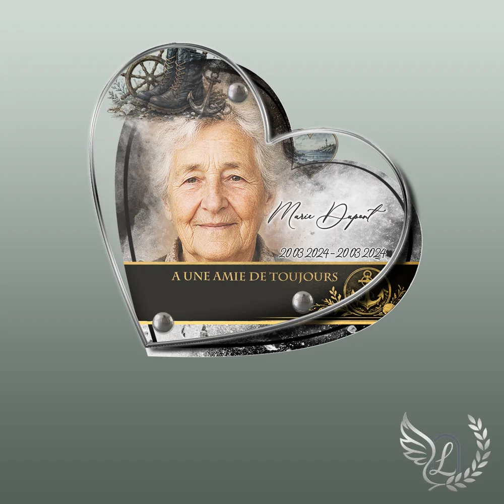 Plaque funéraire Mer forme Cœur