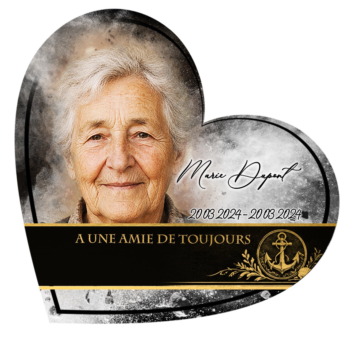 Plaque Cœur Mer effet Éclat, ambiance complète portrait + fond