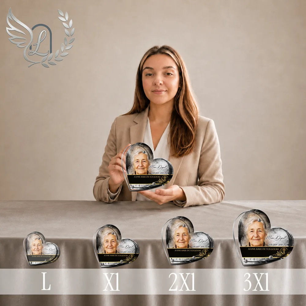 Plaque funéraire Mer Cœur personnalisée, toutes tailles alignées