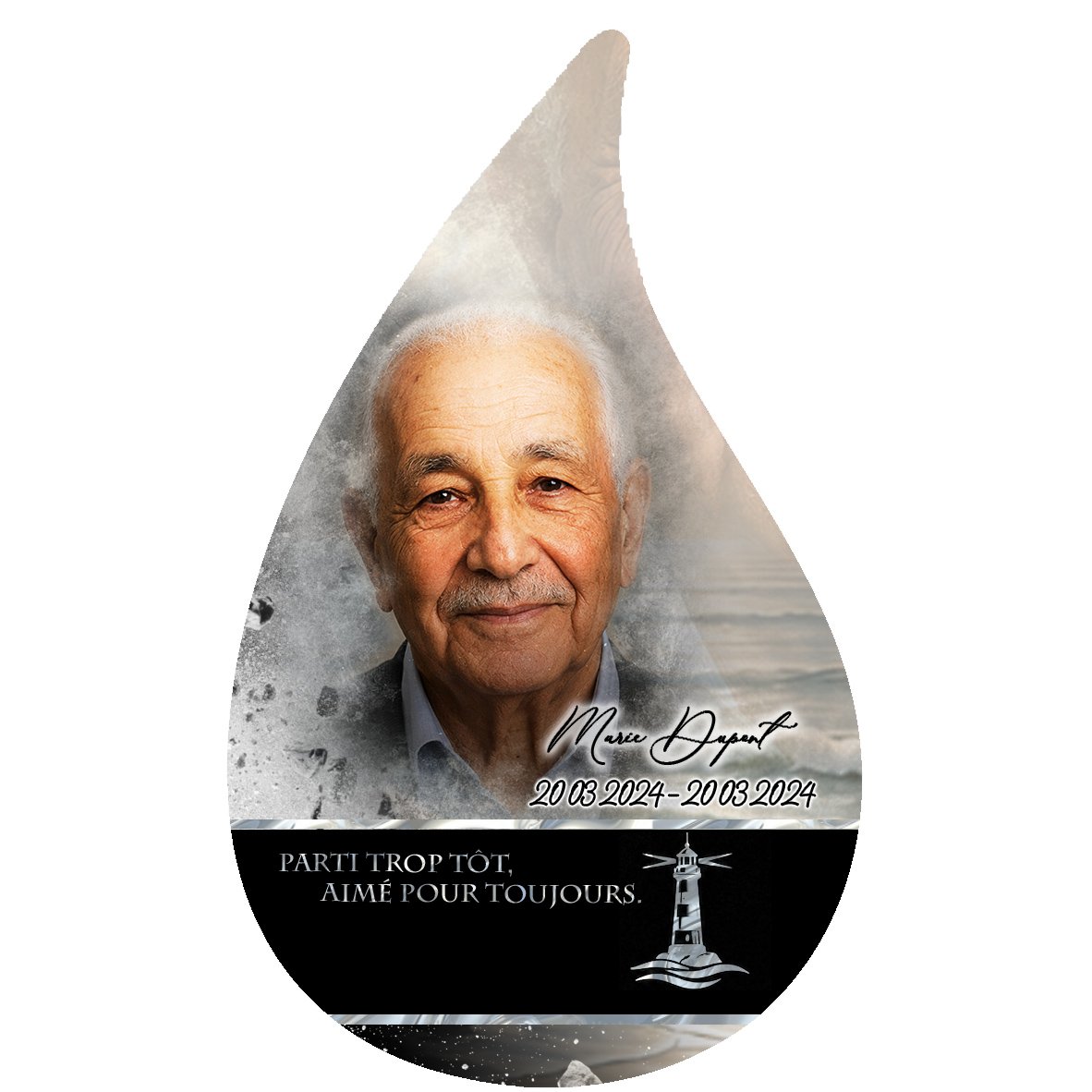 Plaque Flamme Mer effet Éclat, ambiance complète portrait + fond